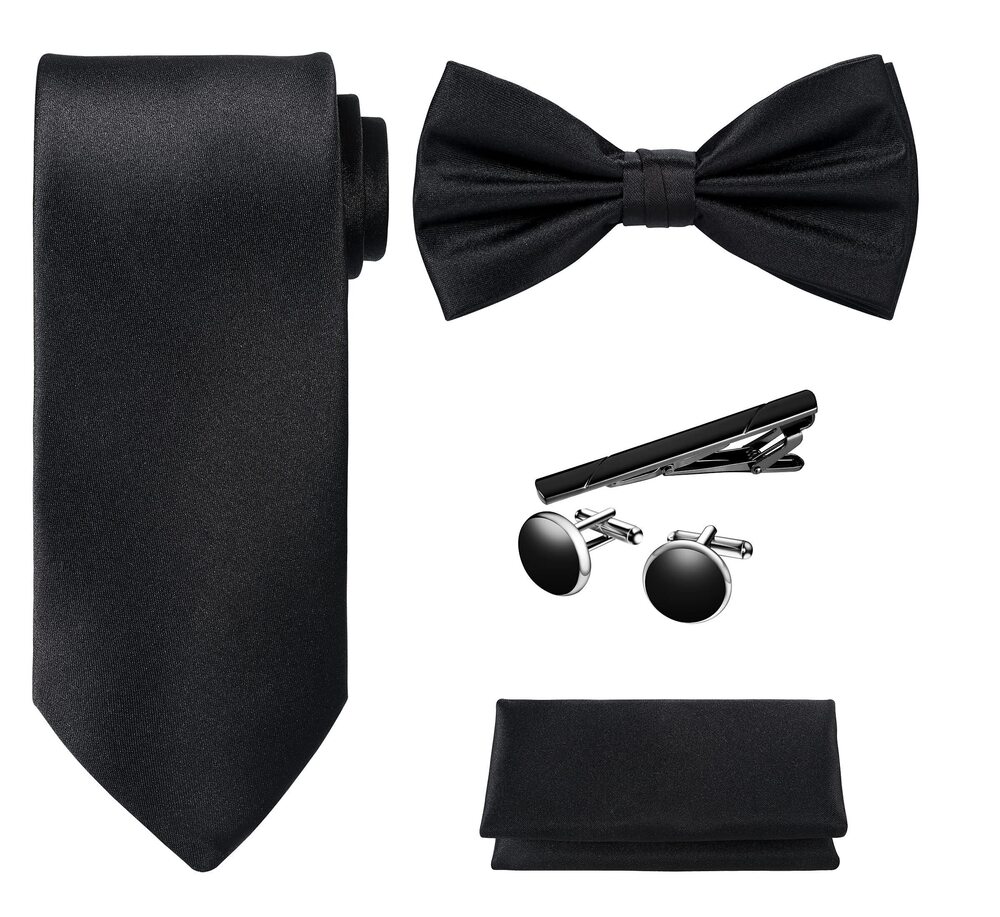 6872 TIE G 5pcs Tie Set in Premium Gift Box : Solid Color Necktie, Satin